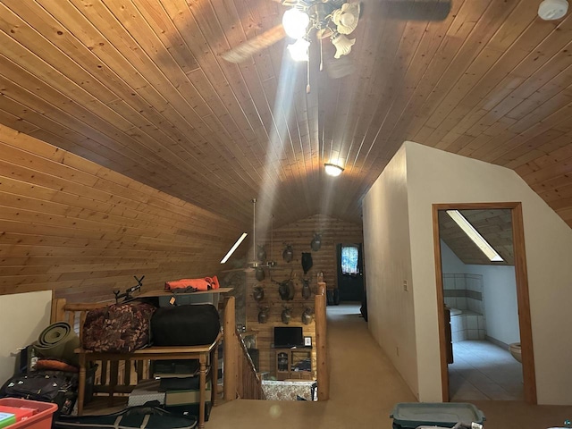 58875 Roy Anderson Rd, Mason, WI 54856 - bonus room with lofted ceiling, ceiling fan, and wooden ceiling