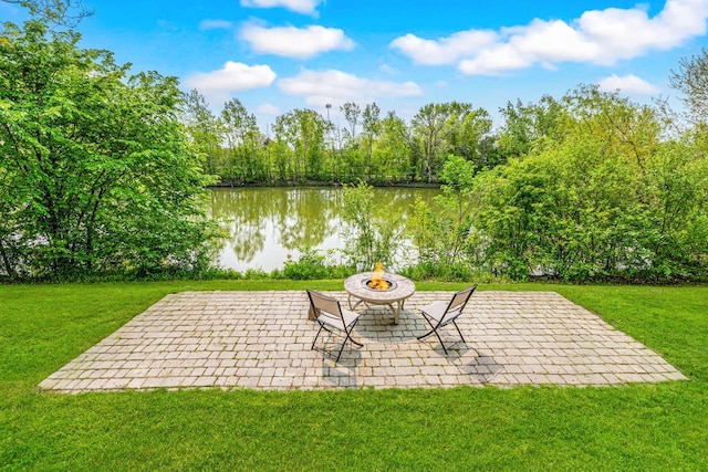 4951 W Joleno Ln, Brown Deer, WI 53223 - view of patio with a water view and a fire pit