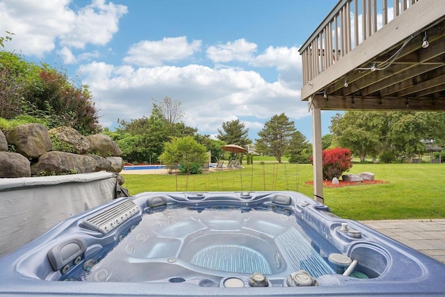 7965 Westhill Cir, Verona, WI 53593 - view of patio with a hot tub and a pool