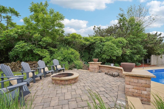 7965 Westhill Cir, Verona, WI 53593 - view of patio featuring an outdoor fire pit