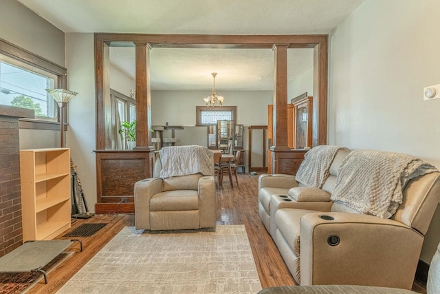 1600 15th Ave, Monroe, WI 53566 - living room with a chandelier and wood finished floors