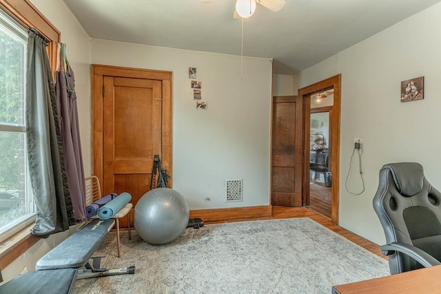 1600 15th Ave, Monroe, WI 53566 - office featuring healthy amount of natural light, a ceiling fan, and wood finished floors