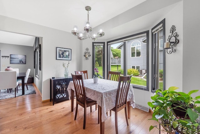 1300 Hidden Fields Dr, West Bend, WI 53095 - dining space with a chandelier and light wood-style flooring