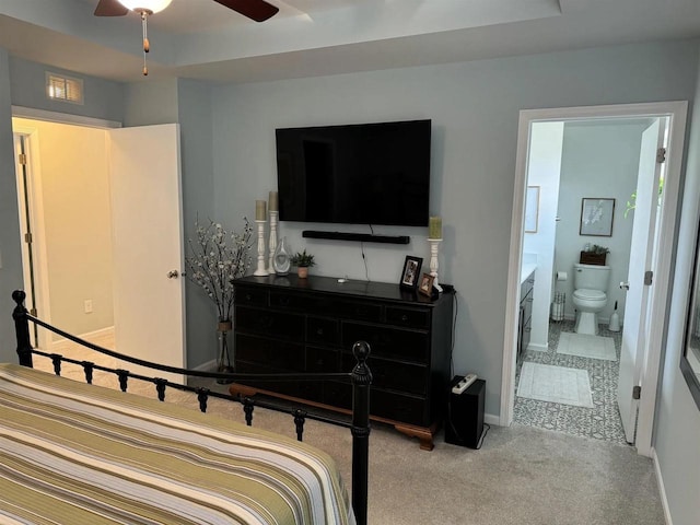 342 E Chapel Royal Dr, Verona, WI 53593 - bedroom featuring carpet flooring, ensuite bath, and ceiling fan