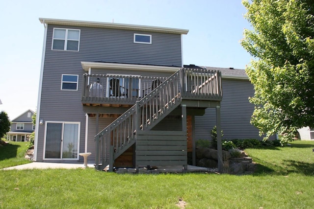 342 E Chapel Royal Dr, Verona, WI 53593 - rear view of property featuring a lawn, stairs, and a deck