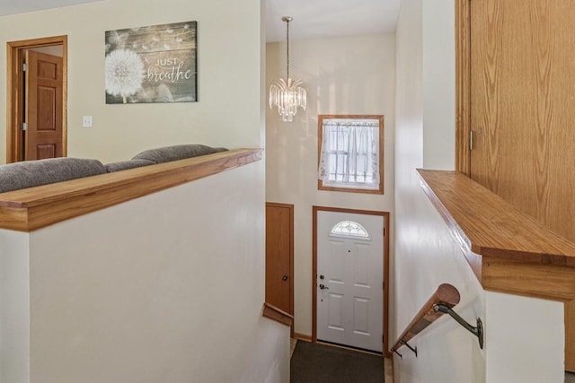 34116 Valley Dr, Burlington, WI 53105 - entrance foyer with a chandelier