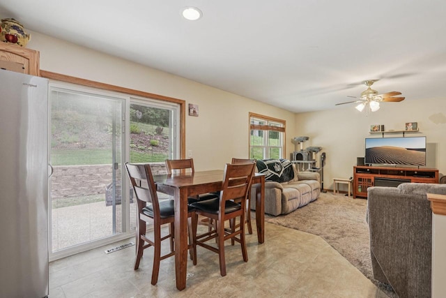34116 Valley Dr, Burlington, WI 53105 - dining room with a ceiling fan and recessed lighting