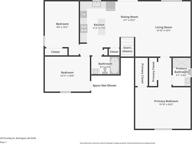 34116 Valley Dr, Burlington, WI 53105 - view of room layout