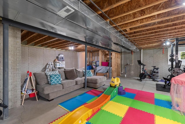 6028 Star Grass Ln, Racine, WI 53406 - basement featuring brick wall