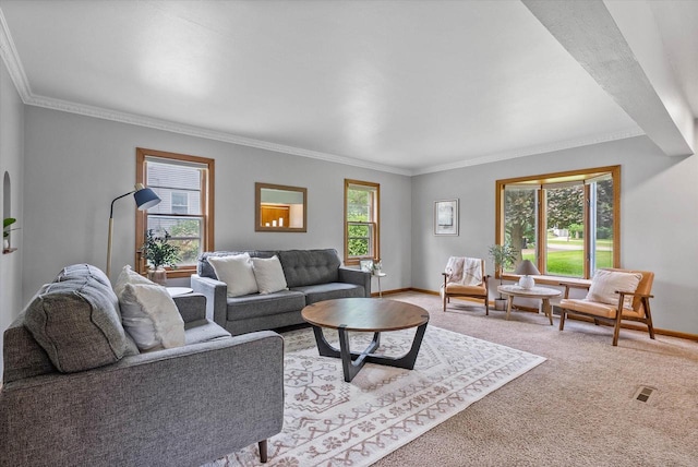 7838 N Sherman Blvd, Brown Deer, WI 53209 - living area with light carpet and ornamental molding