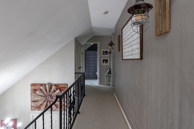 11 Meadowbrook Ct, Appleton, WI 54914 - hallway with vaulted ceiling, an upstairs landing, and carpet