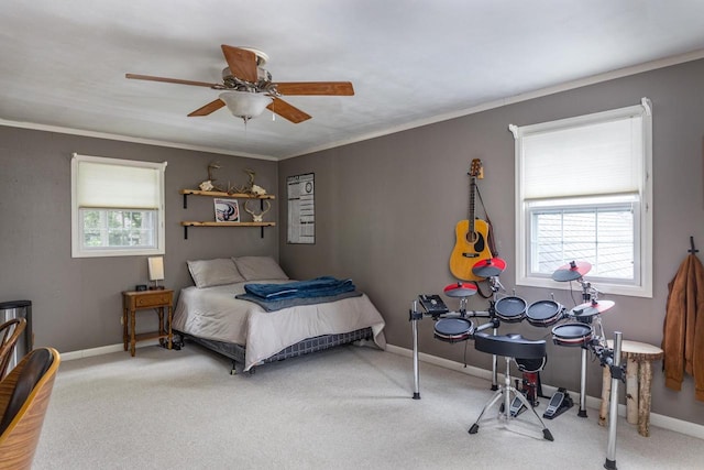 11 Meadowbrook Ct, Appleton, WI 54914 - carpeted bedroom featuring a ceiling fan and crown molding