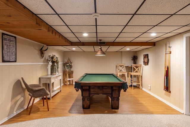 11 Meadowbrook Ct, Appleton, WI 54914 - game room featuring pool table, wood finished floors, a drop ceiling, and recessed lighting