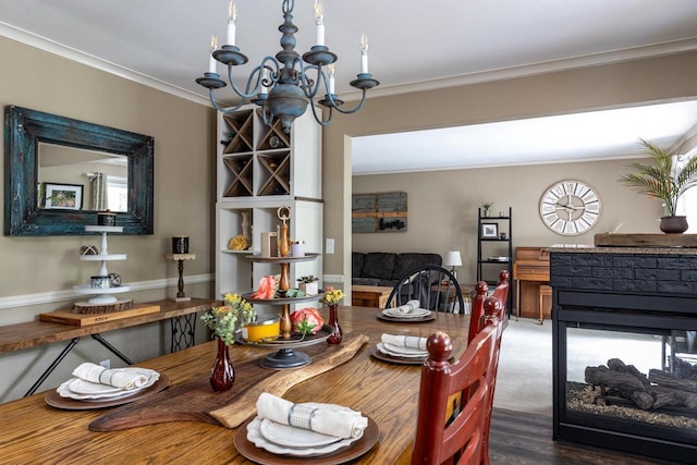 11 Meadowbrook Ct, Appleton, WI 54914 - dining area with a chandelier, crown molding, and wood finished floors