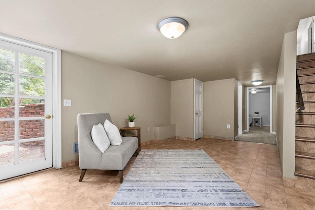 N1128 County Rd W, Fremont, WI 54940 - living area featuring stairs and light tile patterned floors