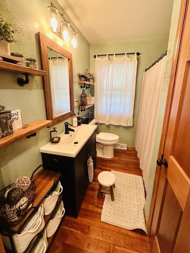 341 Grove St, Lake Mills, WI 53551 - full bathroom with wood finished floors, vanity, and a shower with shower curtain