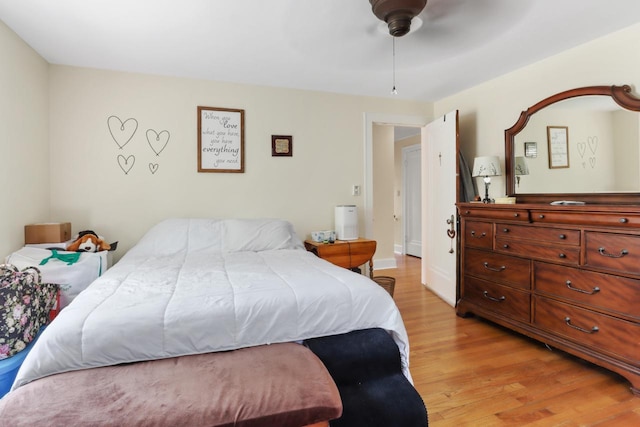 1133 Racine St, Delavan, WI 53115 - bedroom featuring light wood finished floors and ceiling fan
