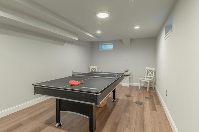 3472 Hickory Hill Rd, Verona, WI 53593 - rec room with light wood-style floors and recessed lighting