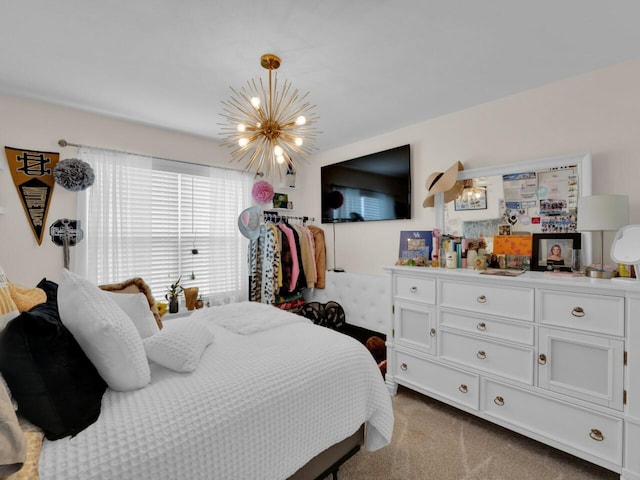 3605 Emmertsen Rd, Racine, WI 53406 - bedroom featuring a chandelier and carpet flooring