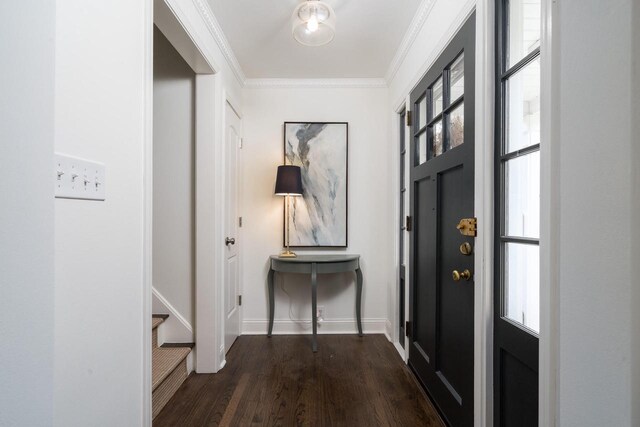 2461 N 94th St, Wauwatosa, WI 53226 - foyer entrance featuring dark wood-style floors and ornamental molding