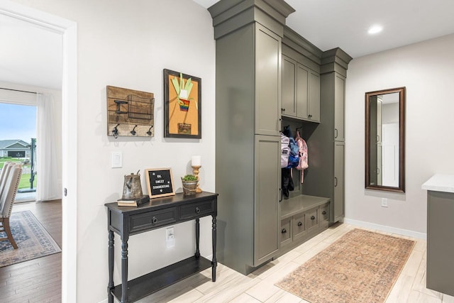 650 W Silverleaf Ct, Plover, WI 54467 - mudroom with light wood finished floors and recessed lighting