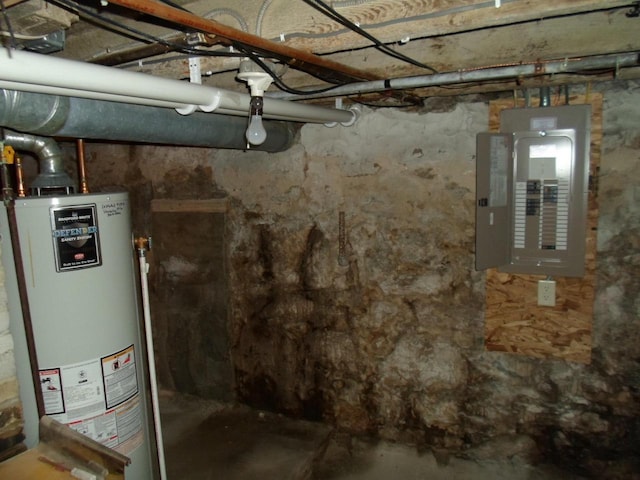 212 E Bowen St, Brandon, WI 53919 - unfinished below grade area with gas water heater and electric panel