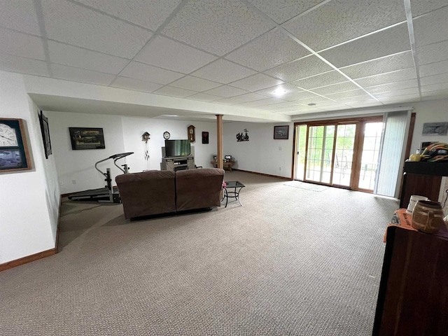 2783 High Peak Rd, Rhinelander, WI 54501 - living room featuring a drop ceiling and carpet flooring