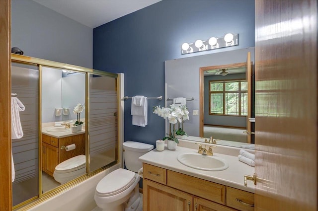 3 Deer Point Trl, Madison, WI 53719 - full bath with vanity, shower / bath combination with glass door, and ceiling fan