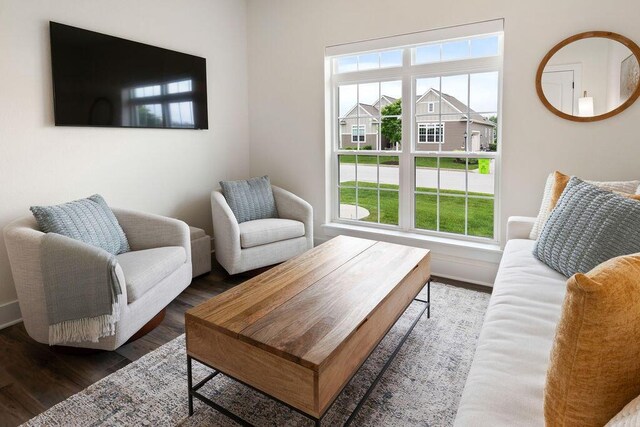 1386 Overlook Cir, Hartland, WI 53029 - living room featuring wood finished floors and baseboards