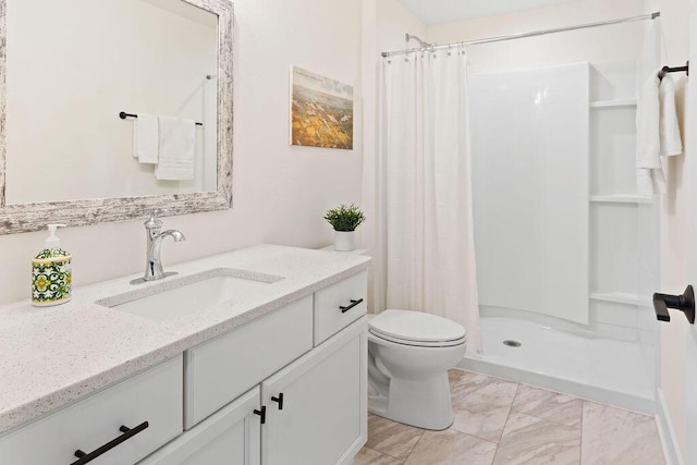 1386 Overlook Cir, Hartland, WI 53029 - bathroom featuring marble finish flooring, vanity, and a shower with curtain