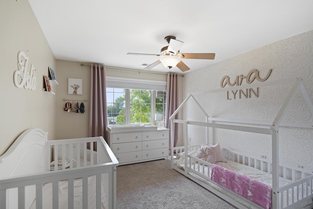 3223 55th Ct Unit 65, Kenosha, WI 53144 - bedroom featuring carpet, a nursery area, and ceiling fan