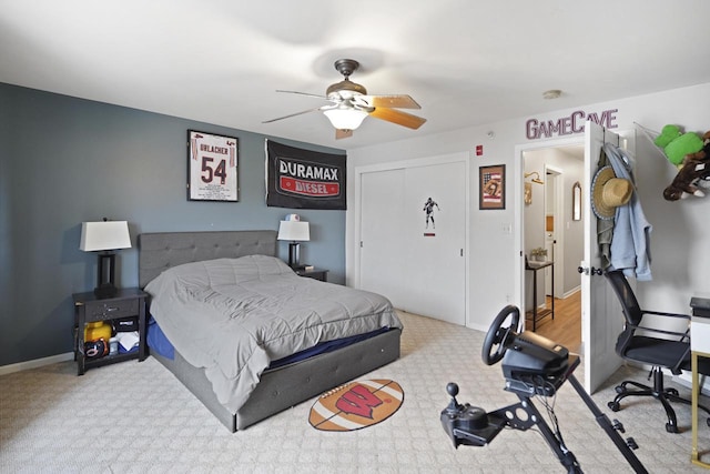 3223 55th Ct Unit 65, Kenosha, WI 53144 - carpeted bedroom with a closet and a ceiling fan