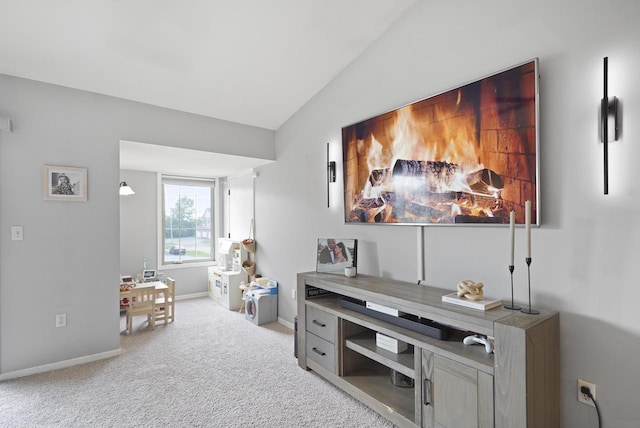 3223 55th Ct Unit 65, Kenosha, WI 53144 - sitting room with carpet flooring and vaulted ceiling