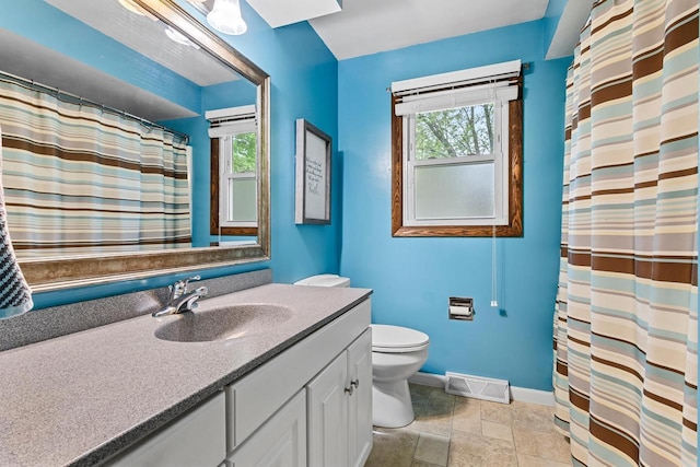 931 W Lindbergh St, Appleton, WI 54914 - bathroom with vanity, healthy amount of natural light, a shower with shower curtain, and stone finish flooring