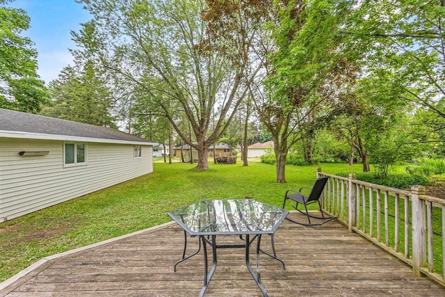 931 W Lindbergh St, Appleton, WI 54914 - wooden deck featuring outdoor dining space and a yard