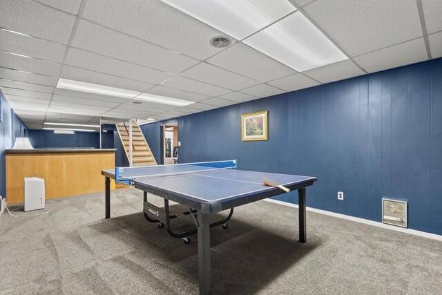 931 W Lindbergh St, Appleton, WI 54914 - rec room featuring carpet flooring and a drop ceiling
