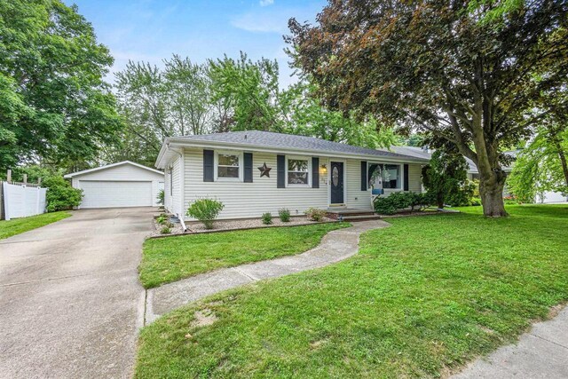 931 W Lindbergh St, Appleton, WI 54914 - ranch-style house with an outdoor structure and a detached garage