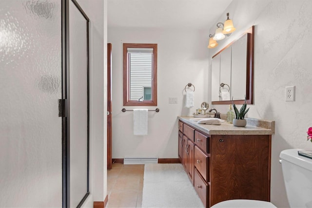52 Penbrook Cir Unit 47, Appleton, WI 54911 - bathroom featuring vanity, a shower stall, and tile patterned flooring