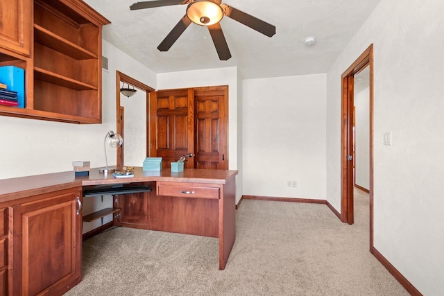 52 Penbrook Cir Unit 47, Appleton, WI 54911 - office space with ceiling fan, built in study area, and light colored carpet