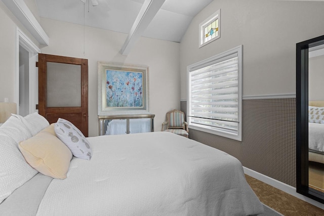8823 406th Ave, Genoa City, WI 53128 - bedroom with vaulted ceiling, attic access, carpet, and ceiling fan