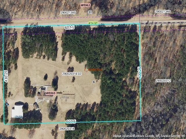 W5965 8th St, Necedah, WI 54646 - map of property location with property boundaries highlighted