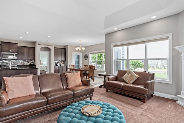 4790 Innovation Dr, Deforest, WI 53532 - living area with a chandelier, recessed lighting, and carpet flooring