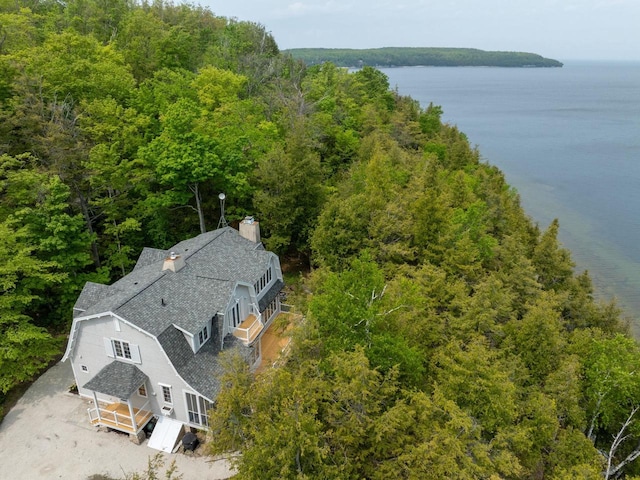 1124 Garrett Bay Rd, Ellison Bay, WI 54210 - view from above of property with a large body of water and a heavily wooded area