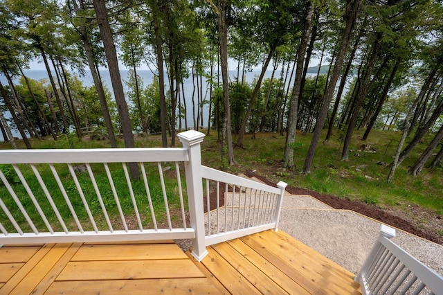 1124 Garrett Bay Rd, Ellison Bay, WI 54210 - wooden terrace with a water view