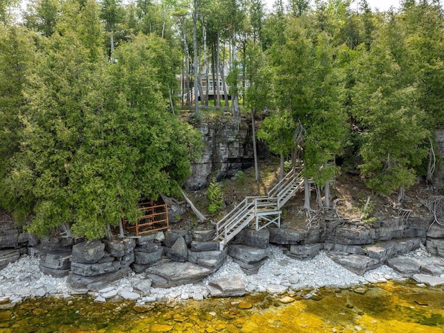 1124 Garrett Bay Rd, Ellison Bay, WI 54210 - view of yard featuring stairway