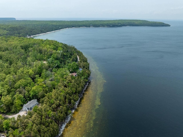 1124 Garrett Bay Rd, Ellison Bay, WI 54210 - aerial view of property's location featuring a heavily wooded area and a nearby body of water