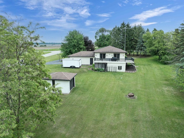 N9695 Willard Rd, Berlin, WI 54923 - view of front of house featuring a front lawn, a shed, and a deck