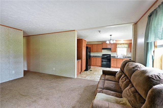 2329 Sand Rd, Shell Lake, WI 54871 - living room with light colored carpet and crown molding