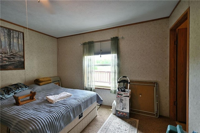 2329 Sand Rd, Shell Lake, WI 54871 - bedroom featuring ornamental molding and carpet