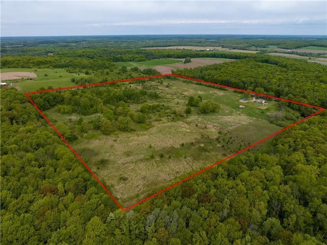 2329 Sand Rd, Shell Lake, WI 54871 - overview of rural landscape featuring property boundaries highlighted and a forest